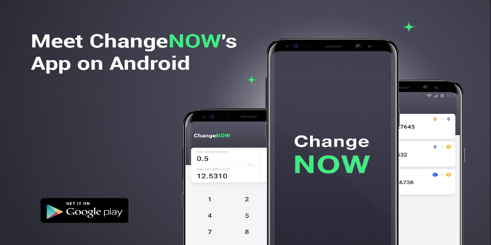 ChangeNow Мобилно Приложение за Андроид за бърз обмен на криптовалута